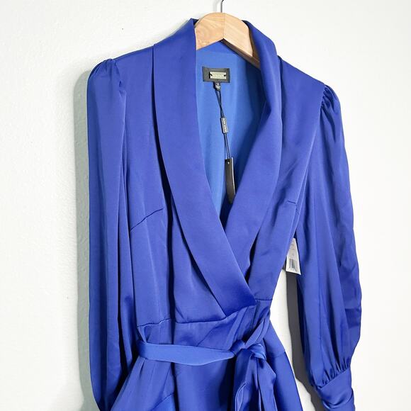 Alexia Admor Phoebe Wrap Dress Lapis Blue Tie Belt women’s size 12 NEW with tag - Picture 4 of 15